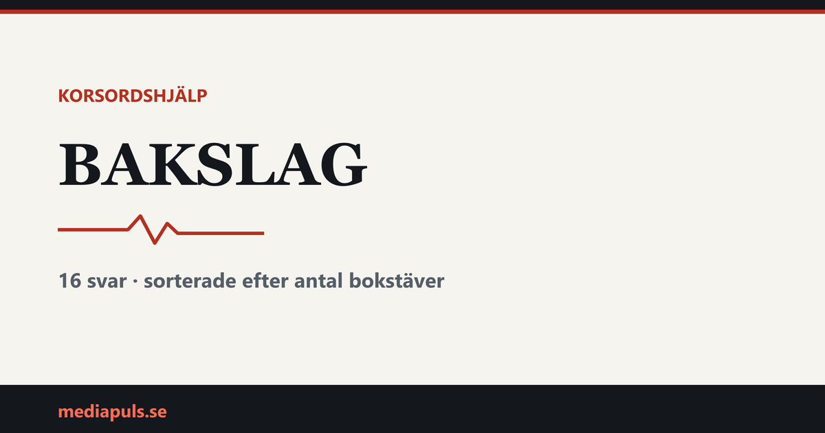 bakslag i korsord — svar sorterade efter antal bokstäver