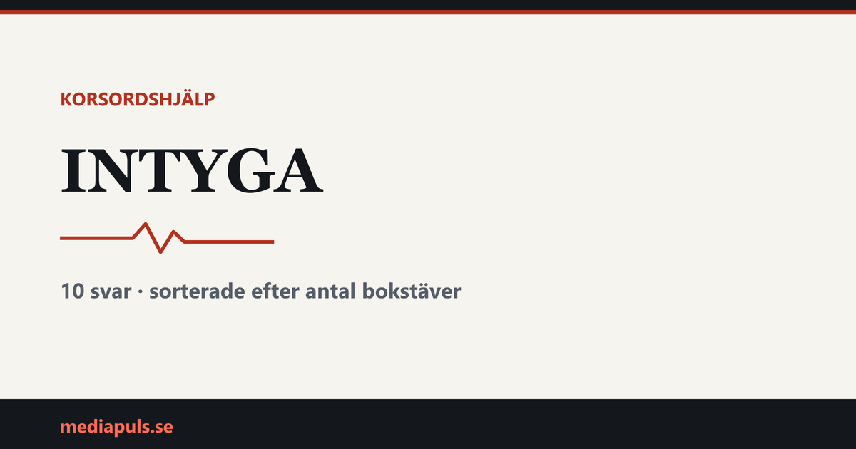 intyga i korsord — svar sorterade efter antal bokstäver