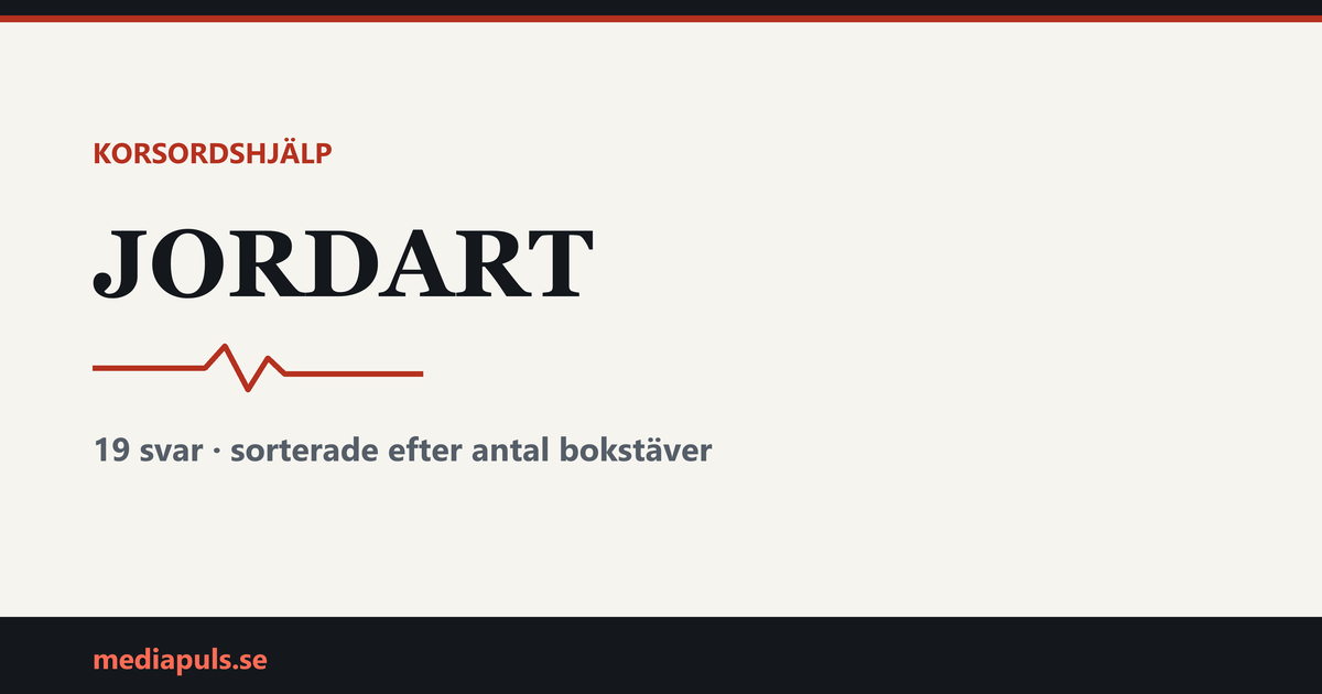 jordart i korsord — svar sorterade efter antal bokstäver