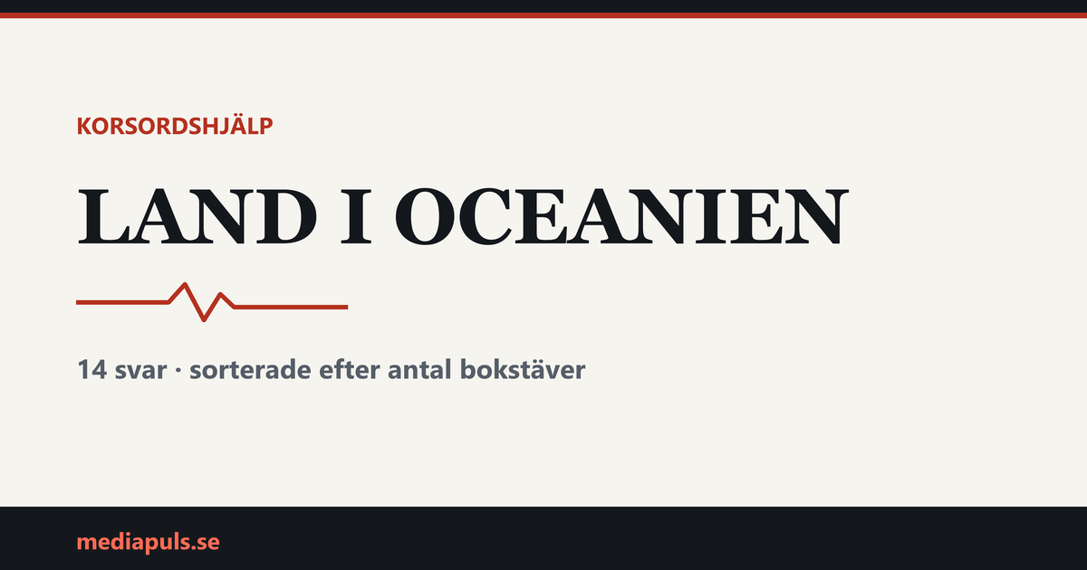 land i oceanien i korsord — svar sorterade efter antal bokstäver