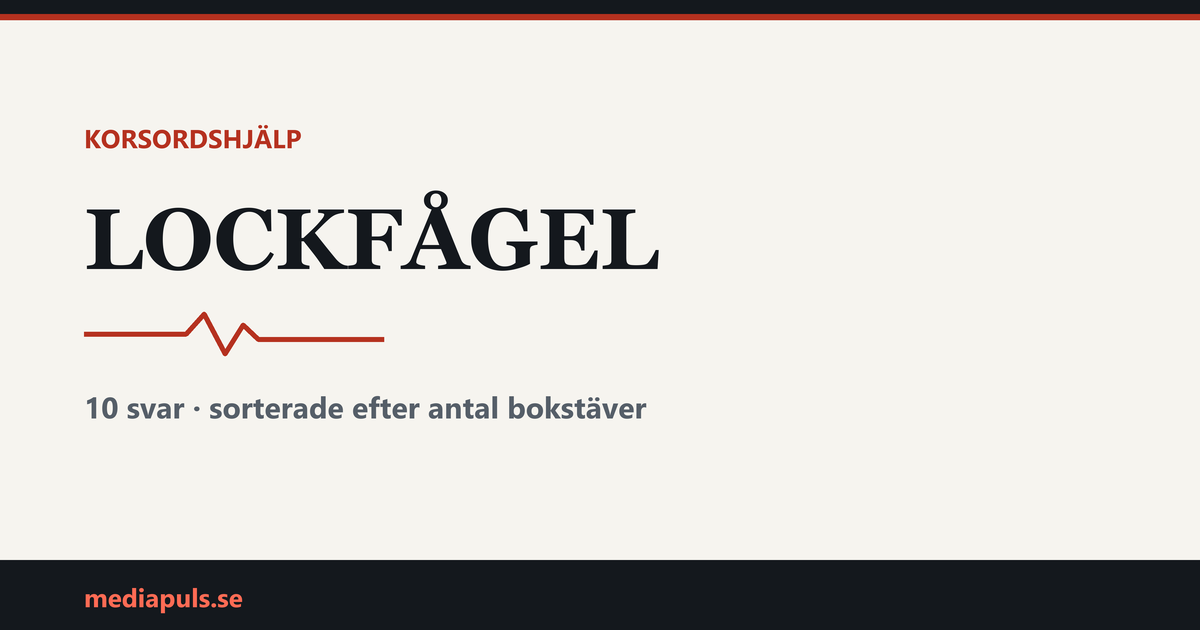 lockfågel i korsord — svar sorterade efter antal bokstäver