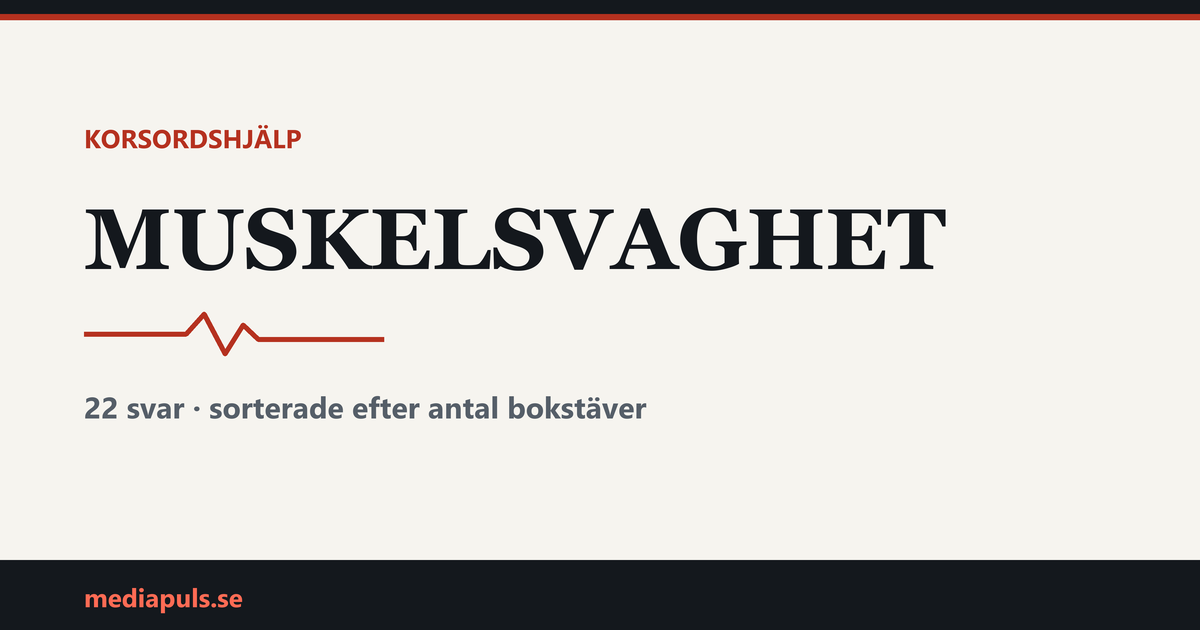 muskelsvaghet i korsord — svar sorterade efter antal bokstäver