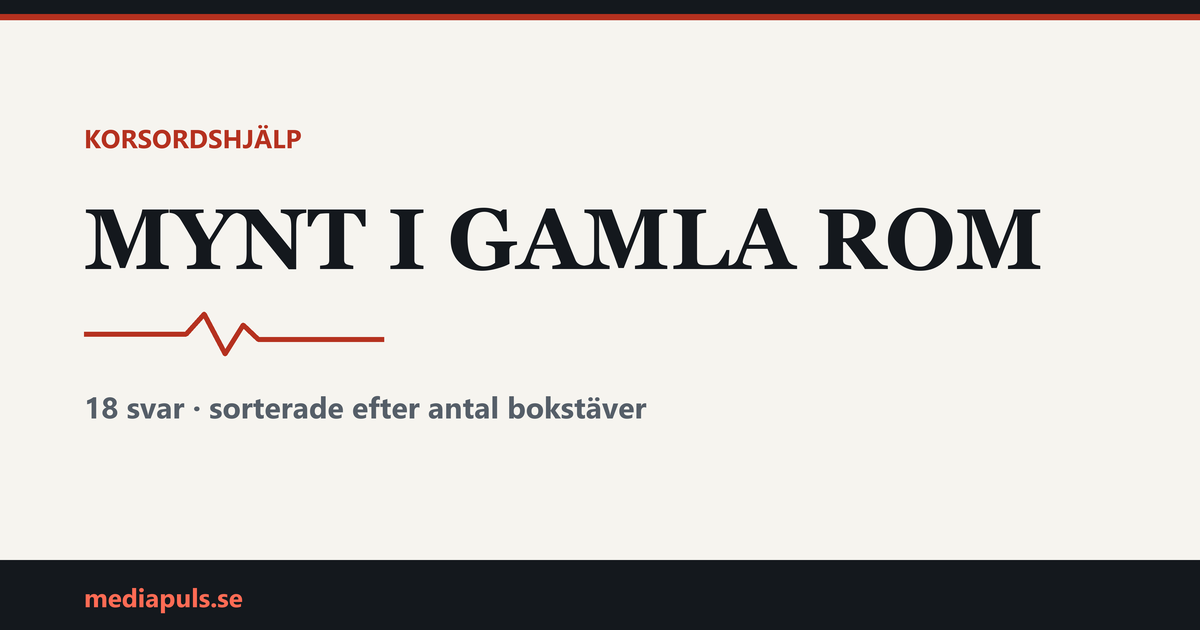 mynt i gamla rom i korsord — svar sorterade efter antal bokstäver