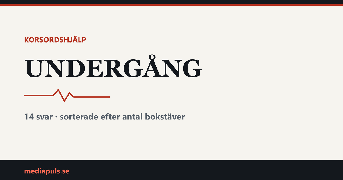undergång i korsord — svar sorterade efter antal bokstäver